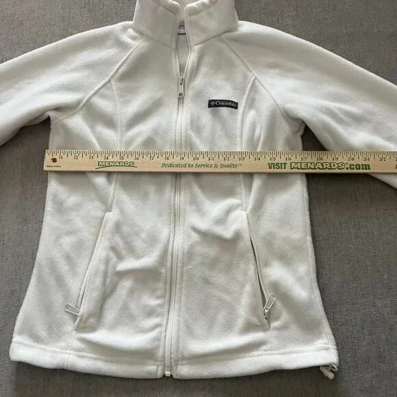 Columbia Full Zip Up Jacket Fleece Women Small White Pockets Outdoor Lightweight - Picture 10 of 11